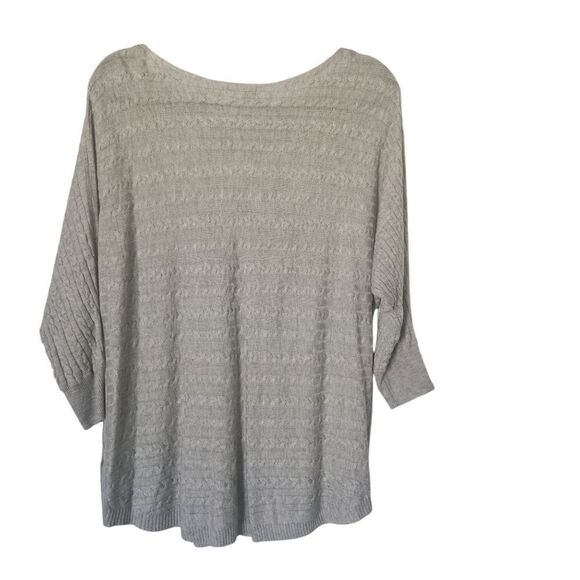 Market and Spruce Gray Knit Sweater Long Bat Sleeve Rounded Neck Size XL - Picture 2 of 8